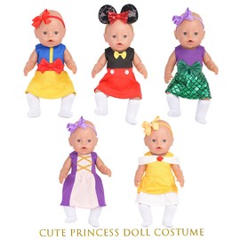 Sweet Dolly Baby Doll Accessories, 5 Doll Clothes, Mermaid Princess Dresses Outfits for 15 Inch to 18 Inch Dolls, 15 Inch Baby Dolls, 10PCs in Total Doll Clothes and Accessories
