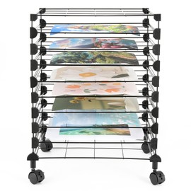Gylreus Adjustable Metal Art Drying Rack with 10 Removable Shelve for Painting, Drawings,Canvas,Mobile Painting Drying Rack,Art Storage Rack and Stack Rack for Classroom, Gallery,Art Studios