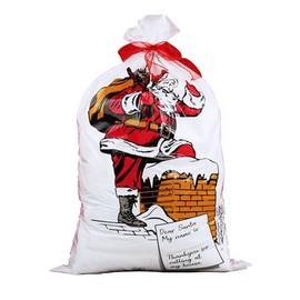 Homestreet Xmas 4 Large Polythene Santa Sacks, Perfect Bags And Gifts 30x20 Inch