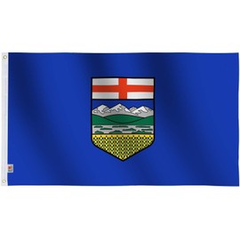 Double Sided Canada Alberta Flag 3' X 5' Large,100D Thick Polyester Quadruple Stitched Fly Ends- Indoor/Outdoor Canadian Province AB Flags 36x60inch Yard Decoration