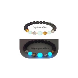 LXSSLY 8mm Natural Volcanic Stone Bracelets for Men,Yoga Luminous Beaded Bracelets,Healing Crystal Elastic Stretch Beads Bracelet for Women