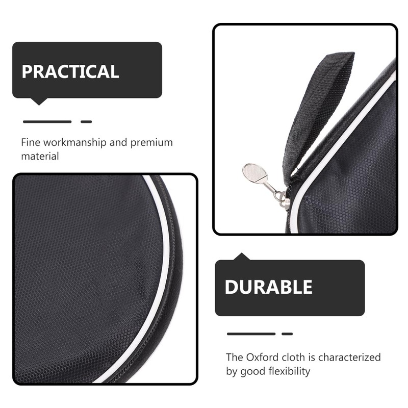 Black Half Round Pong Paddle Storage Bag 180-Degree Opening Compact