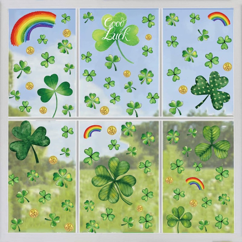 120 PCS St Patricks Day Window Clings, Shamrock Window Stickers