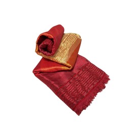 Red And Golden Yellow Handcrafted Moroccan Throw Blanket in Sabra Silk and Chenille - Hand Loomed Moroccan Throw 2.10 x 1.50m