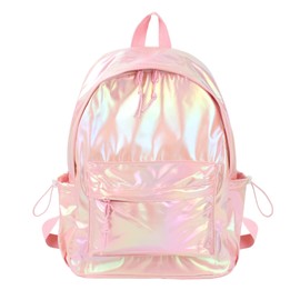 Reberomantic Goodbag Boutique Fashion Hologram Backpack Laser Leather Shiny Backpack Daypack for Women (Pink)