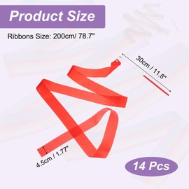 PATIKIL Dance Ribbons, 14 Pack 78.7 Inch Gymnastics Dance Streamers with Non-Slip Wand Dance Flags for Gifts, Dancing, Talent Shows, Baton Twirling, Red