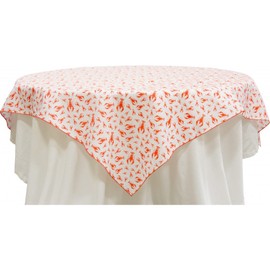 Lobster 54" INCH White Square Table Topper: Red Crawfish Pattern