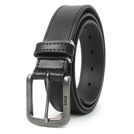 Edwin 0111177 Men's Belt, 1.4 inches (35 mm), 46.5 inches (118 cm), Simple Cow Split Leather, Stitched, Nickel Free, 22269281, Black