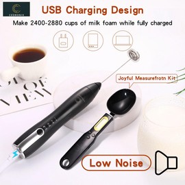 CEDRONIX Measurefront Kit - USB Rechargeable Milk Frother & Egg Beater with Digital Spoon Scale - 2-in-1 Foam Maker and Precise Kitchen Tool for Lattes, Coffee, Baking, and Cooking (Black)