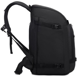 JIANYA Ski Boot Bag, 50L Waterproof Ski Boot Travel Backpack for Skis, Snowboard, Ski Helmet, Goggles, Gloves & Accessories, Black