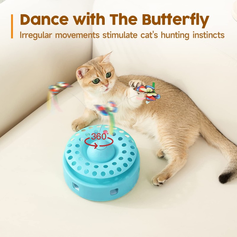 Potaroma Cat Toys 3-in-1 Automatic Interactive Kitten Toy, Fluttering Butterfly,