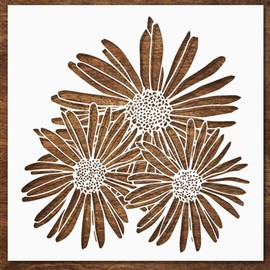 Daisy Stencil - Floral Stencils for Painting on Wood, Paper, Fabric, Furniture - Stencils for Crafts Reusable for Art, Cards, Journaling & Pattern Template - Wall Stencil