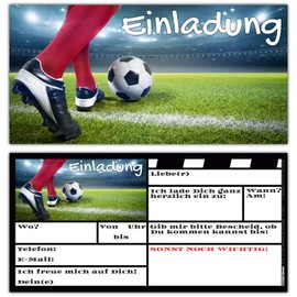 Set of 12 Football Invitation Cards with Envelopes for Birthday or Football Party – Invitation for Boys Girls Children's Birthday BREITENWERK