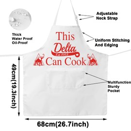 BWWKTOP Sorority Kitchen Apron Greek Sorority Gifts This DST Can Cook Black Greek Gift Adjustable Apron With Pocket (Delt cook)