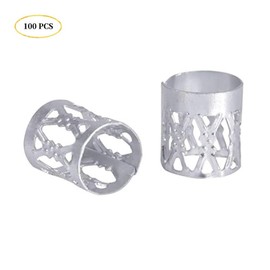 Haar Flechten Perlen, 100 Teile/beutel Neue Bunte Haar Flechten Perlen Ringe Manschette Styling Dekoration Werkzeuge Haar Dekoration Zubehör 7 Farben(Silber)