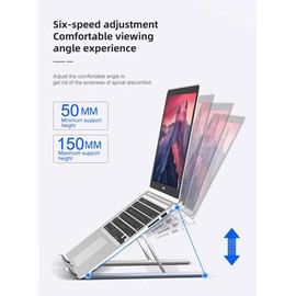 Ganixia Foldable Aluminium Laptop Stand – Adjustable Multi-Angle & Height, Portable Tablet Stand with Carry Pouch – Lightweight, Sturdy Laptop Holder for All Laptops & Tablets – Black