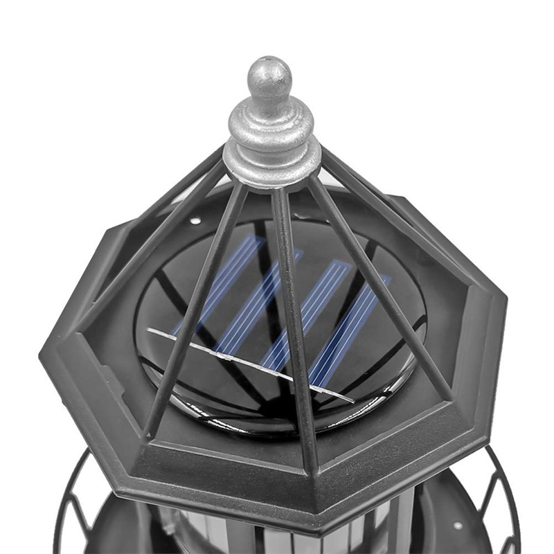 Hyuduo LED Solar Rotating Lighthouse Light Pillar Lights Solar Garden