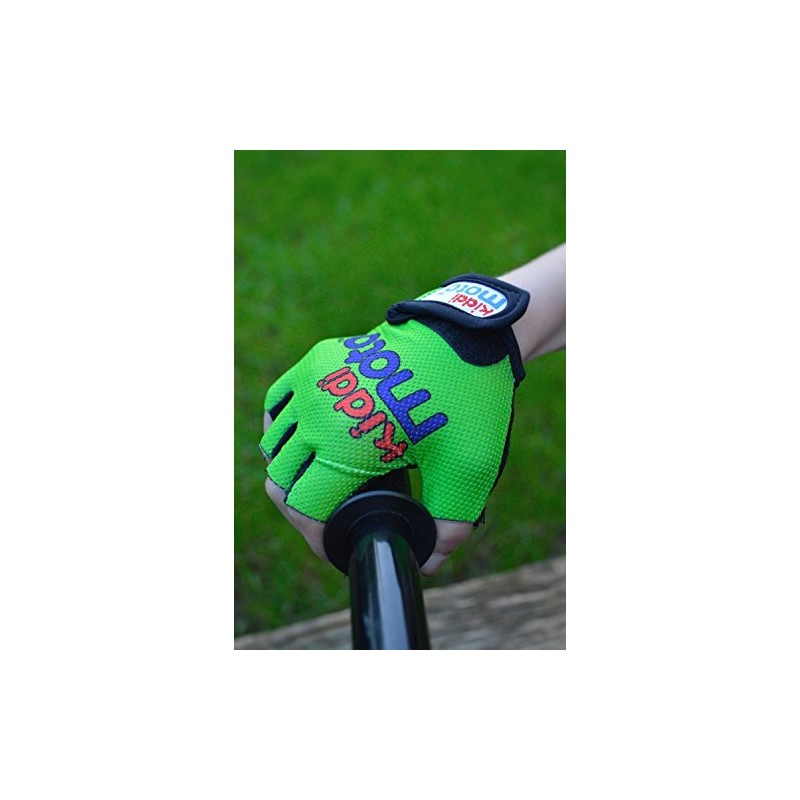 KIDDIMOTO GLV016M Cycling Gloves Neon Green, Size M (5-10 Years)