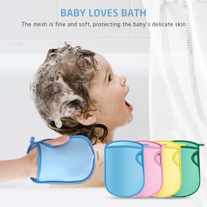 4 Pieces Bath Gloves Super Soft and Exfoliating with Hooks