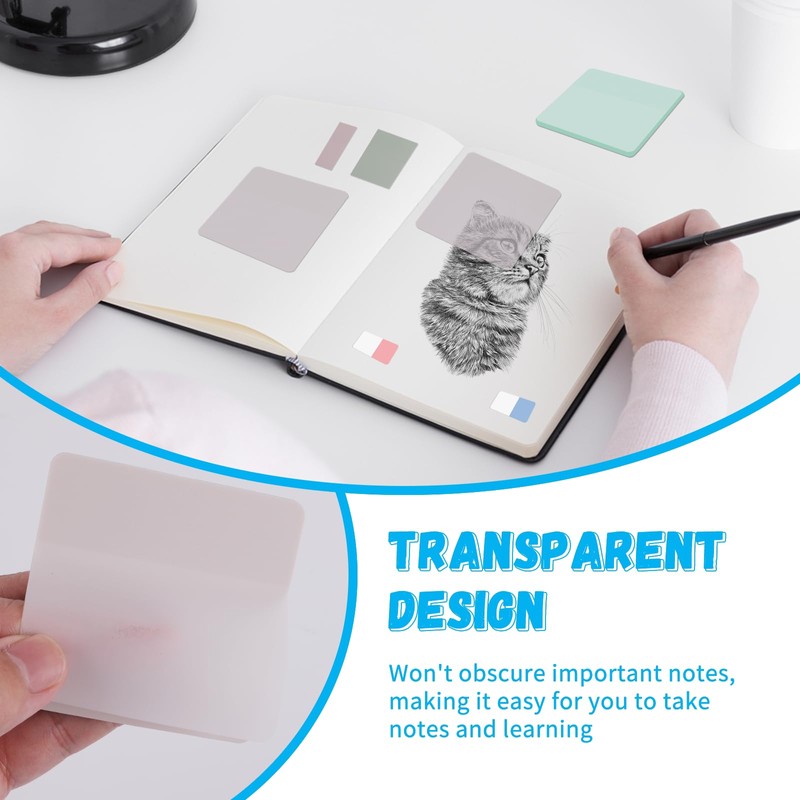 Hoiny Transparent Sticky Notes, Clear Sticky Notes, Waterproof Pastel Sticky