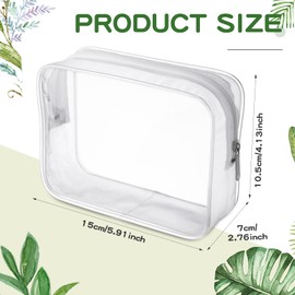 Weewooday 12 Pieces Clear Cosmetics Bag PVC Zippered Clear Toiletry Carry Pouch Cosmetic Makeup Bag Waterproof Makeup Vinyl Plastic Organizer Case for Vacation Bathroom(Matte White,Small)