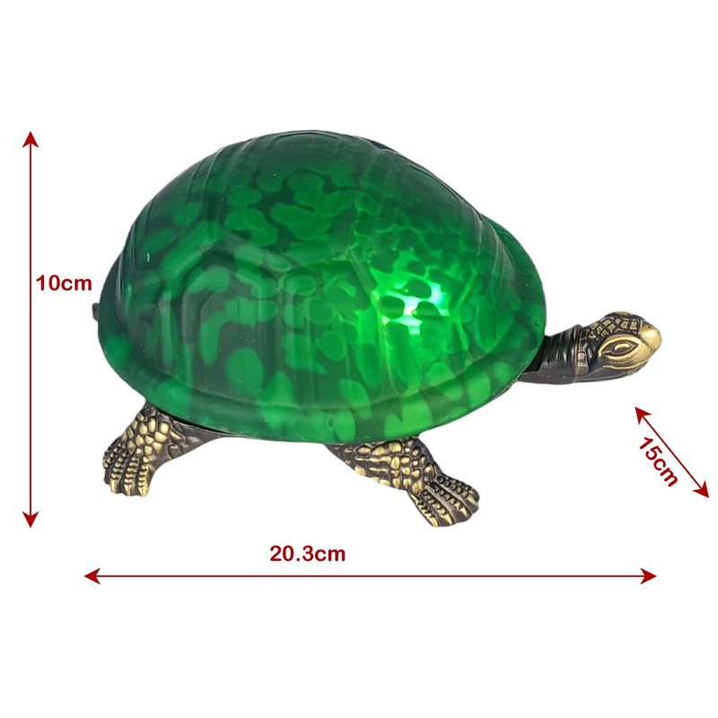 20.3cm Turtle/Tortoise Design Mottled Green Stained Glass Tiffany Look Table