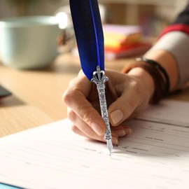 Nib Calligraphy Nib, Handmade Dip Pen, Nib Ink, Vintage Quill Dip Quill Pen Writing Ink, Vintage Feather Pen Ink Set, Antique Nib Calligraphy Pen, Blue