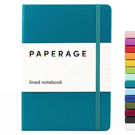 PAPERAGE Lined Journal Notebook, (Turquoise), 160 Pages, Medium 5.7 inches x 8 inches - 100 gsm Thick Paper, Hardcover