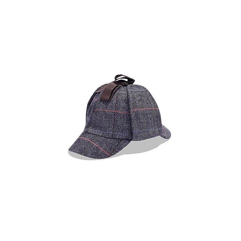 ZAFS Mens Deerstalker Sherlock Holmes Cap Herringbone Houndstooth Tweed Wool