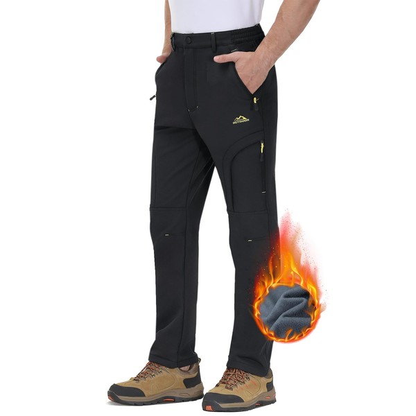 TACVASEN Men's Sonw Pants Waterproof Windproof Thermal Fleece Lined Skiing
