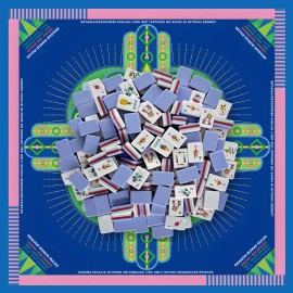 1-7/16" 4-Layer Engraved American Mahjong Set, 160-Tile Cornflower Blue Emerald Spear MatColor: Black Mahjong Bag Set