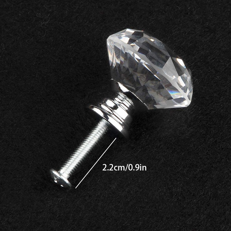 [12 PCS] 30mm Crystal Clear Glass Cabinet Drawer Pulls, Attom