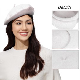 Classic Wool White Beret Hats for Women Man Painter hat French Beret for Man Woman Warm Winter Hat Simple Solid Beret Pure Color Unisex Beret for Woman (US, Numeric, 7 1/8, White)