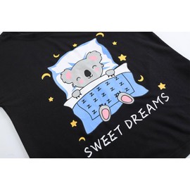 Vopmocld Big Girls' Short Sleeve & Shorts & Pants Pajama Sets 3PCS Cartoon Patterns Cute Lounge Sets for Teens 8-18 Years, 3PCS-Sleep Koala, 14