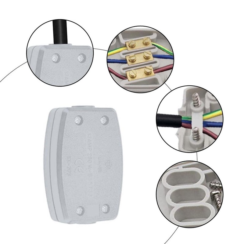 2Pcs 3 Terminal Electrical Cable Junction Box 13Amp 250v Flex