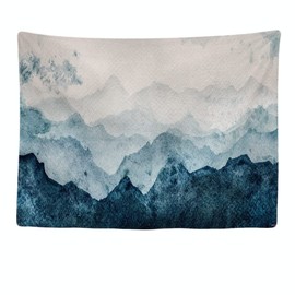 Ulticool Tapestry Mountain Blue Rust Watercolor Tapestry 200x150cm Large Tapestry Poster Decor Supplies Canvas Painting Tapestry