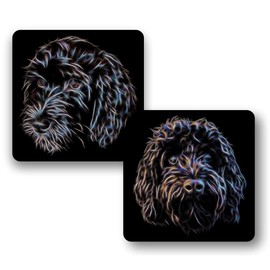 Fractal Artworks Cockapoo Coaster Set with Fractal Art Design. Black Cockapoo Set No 2-1