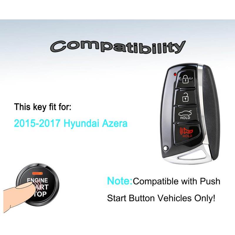 Smart Key Fob for Hyundai Azera 2015-2017, YIKEBALOG 4 Button