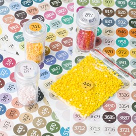 Diamond Painting Labels as Diamond Painting Accessories for Diamond Painting Storage, 447 Color Number Label Stickers for Jars, Diamond Painting Label for Containers, with Blank Label and Wax(1 Set)
