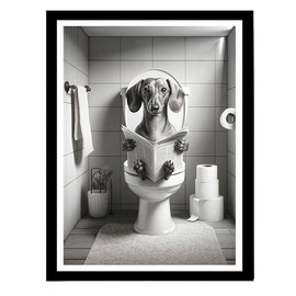 Dachshund Wall Art, Funny Dog Bathroom Decor, Dachshund Dog In Toilet Print, Animal In toilet, Dog Art, Dachshund Gift For Dog Lover, Petshop Art - Size: 8x12"
