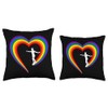 Cool Roller Skating Skate Girl Rainbow Heart Throw Pillow