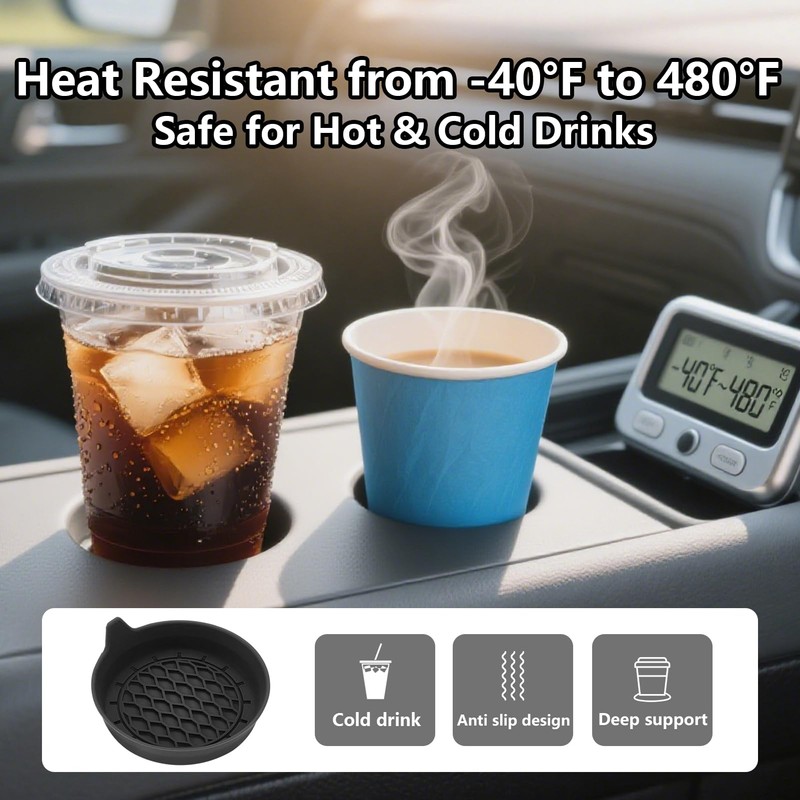 2-Pack Car Cup Holder Coasters, Universal Removable Waterproof Spill-Proof Cup