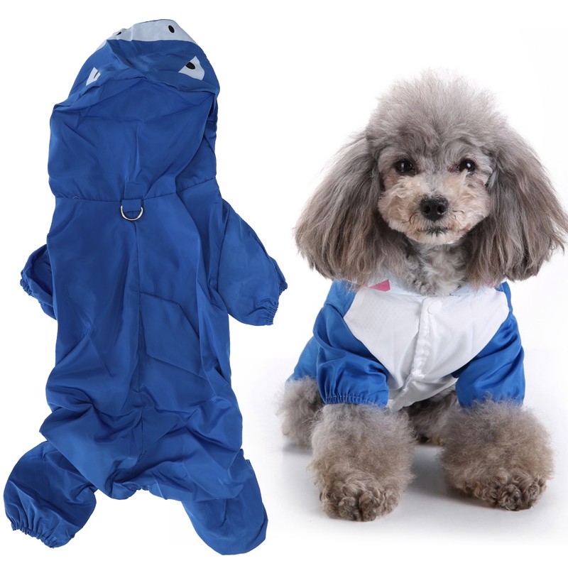 Dog Cute Raincoat Hooded Cloak Rain Jacket Cover Waterproof Polyester