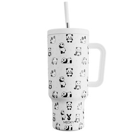 【Latest Style】 - Meoky Stay Hot Or Cold All DayStainless Steel Thermos Cup, Perfect For Car, Office & Travel, Large Capacity, Trendy Design, Gift Ready!:_panda