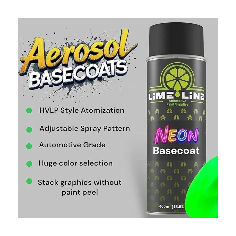 LiME LiNE Automotive Neon Green Basecoat Spray Paint - 14