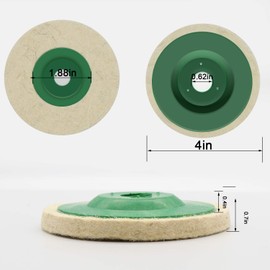 ANCIRS 5 Pack 4 Inch Round Wool Felt Disc Wheel Pad, for 100 Angle Grinder, Buffing Polishing Buffer Bore Dia-White & Green