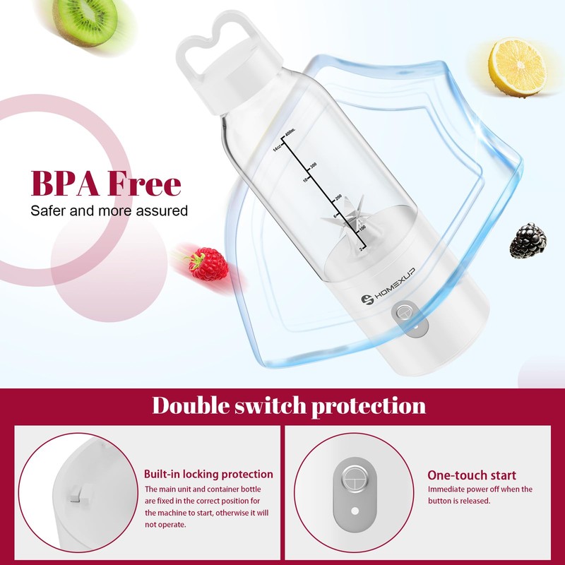 2PCS Portable Personal Blender 17 OZ/500 ML Juicer, 175W Personal