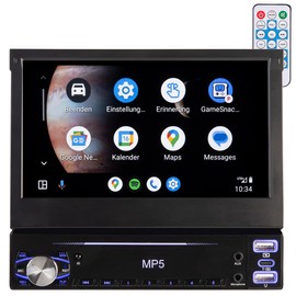 Creasono 1 DIN Radio Carplay: 1-DIN Car Radio with Apple CarPlay, Android Car, 17.8 cm Display, MP5 (1 Radio Apple, Car Radio with Navigation System, Camera)