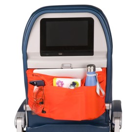 Airplane Tray Organizer/Tote with 4 Storage Pockets, Back Seat Airplane Tray Cover, Converts into a Drawstring Tote, Washable, Durable & Lightweight (2.8 oz) Airplane Travel Essentials