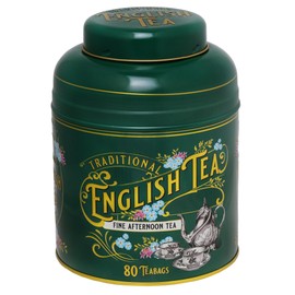 New English Teas Vintage Victorian Bottle Green Tea Caddy with 80 English Afternoon Teabags